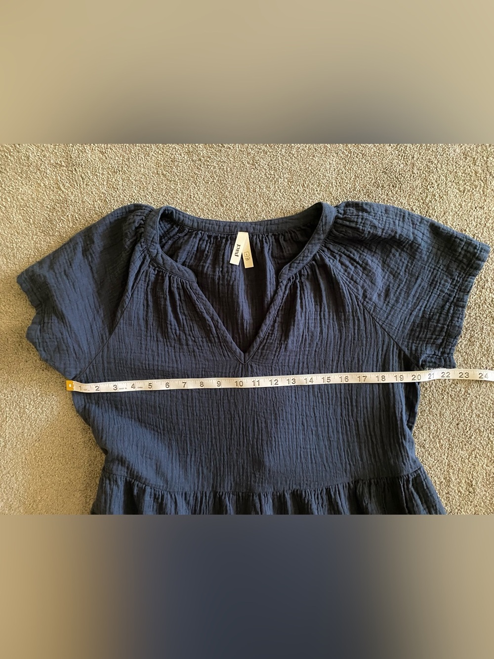 Pact Organic Cotton Coastal Double Gauze Breezy Dress French Navy size L - Picture 13 of 14